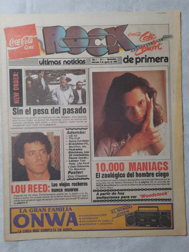 Revista Rock De Primera No 7 Reed New Order Maniacs Clapton 