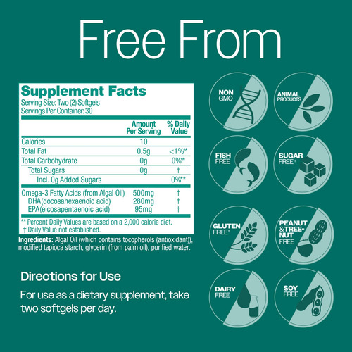 Suplemento De Aceite De Algas Omega-3 De Origen Vegetal Oveg