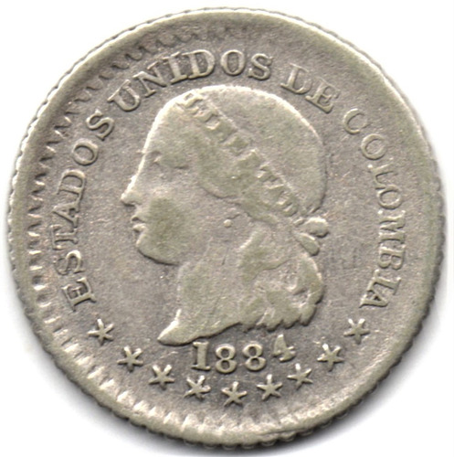 5 Centavos 1884 Bogotá Plata