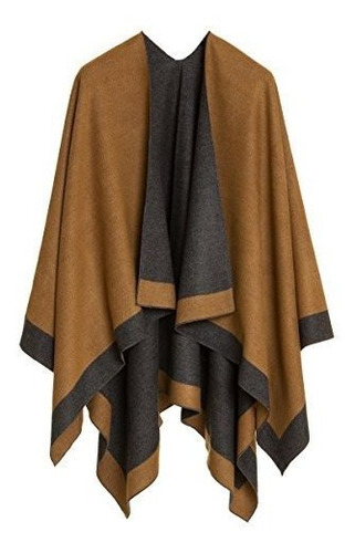 Cardigan Poncho Cape Women Elegant Gray Camel Cardigan Chal