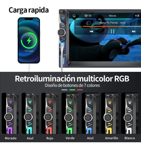 7'' Auto Estéreo Carplay Mirrorlink Mp5 Con Pantalla Táctil Color 7 Carplay Mp5