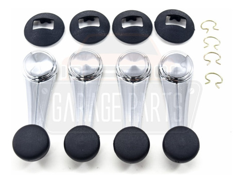 Imagem 2 de 7 de Kit 4 Manivelas Vidro Metal Cromada Chevette Opala Caravan