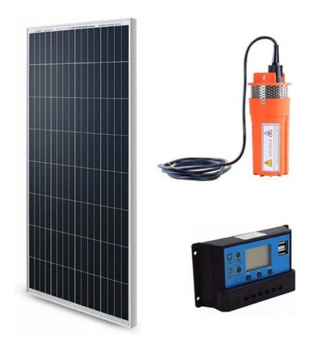 Imagen 1 de 5 de Bomba De Agua Sumergible 12 Voltios Dc + Panel Solar 100w