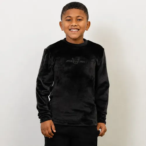 Blusa Infantil Plush Manga Longa Menino (liso preto)