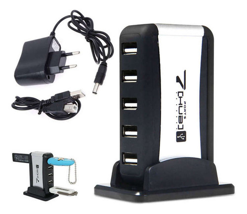 Hub Externo Eu Plug 7 Usb 2.0 Con Fuente De Alimentación Mul