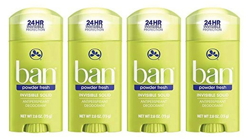 Ban Antiperspirant Deodorant, Invisible Sólido, Polvo Fresco