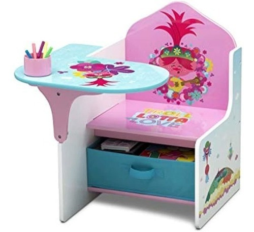 Escritorio Con Silla Para Niña Mesa Juguete Trolls Rosa Xtmp