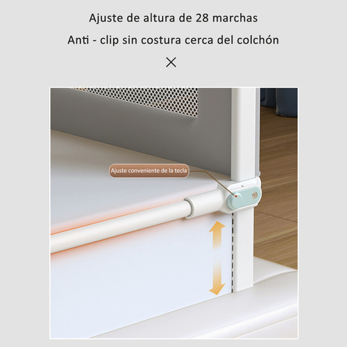 Barandal Seguridad Para Cama Bebés Protector Barandal Gris 2m
