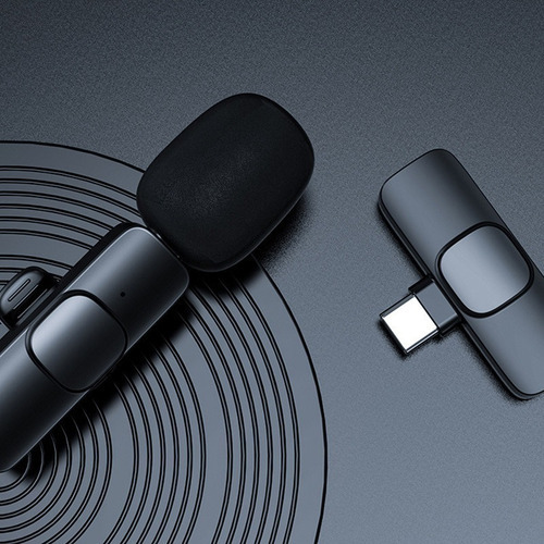 Microfone Lapela Sem Fio Celular Type C Cor Preto