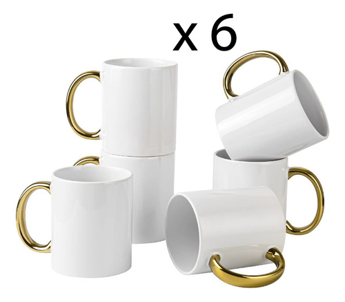 Caja Tazas Dorado En Interior Y Asa 11oz Para Sublimar