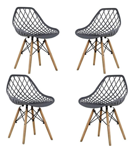 Set 4 Sillas Para Comedor Estilo Eames Gris