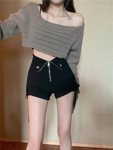 Pantalones Cortos De Cintura Alta Con Cierre Ajustado Para M