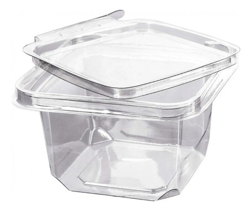 Pote Cuadrado 390cc Precinto De Seguridad Lock Food 100u Cristal