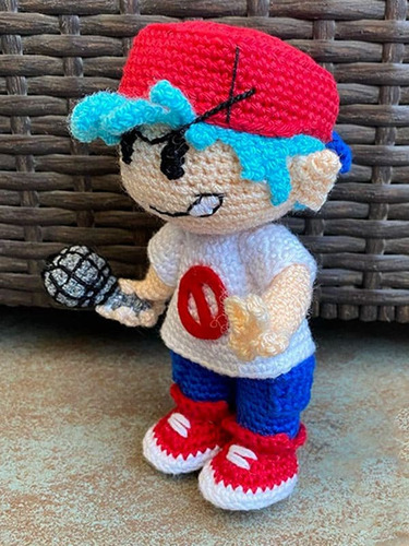 Imagem 2 de 2 de Boneco Boyfriend Friday Night Funkin Amigurumi Croche 20 Cm