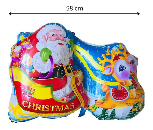 5 Balões Sortidos Papai Noel Decoração Festas Eventos Natal Cor 3 Papai Noel + 2 Papai Noel com rena e trenó