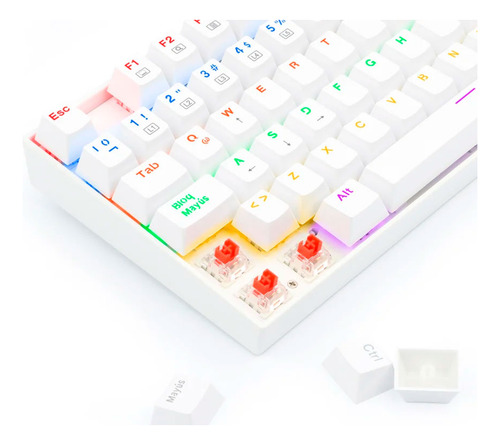 Teclado Mecánico Redragon Kumara Rainbow K552 Blanco Español