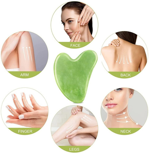 Imagen 2 de 3 de Rodillo Facial, Cara De Jade Masajeador Gua Sha, Natural.