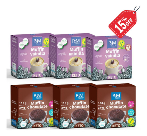 Pack 6 Muffin Instantáneo Keto Vainilla Y Chocolate