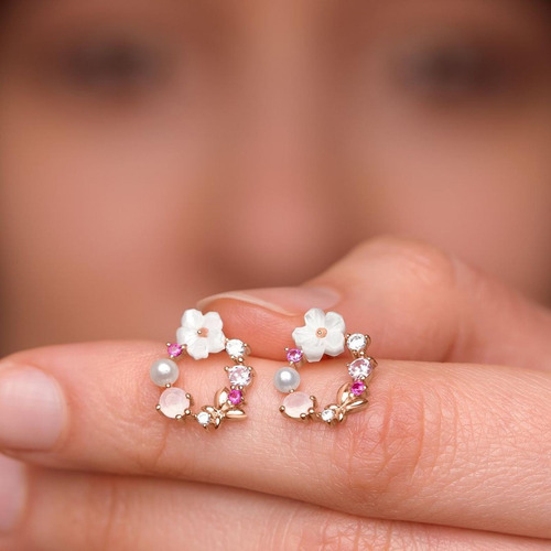 Pendientes B A La Moda Para Mujer Con Forma De Flor Y Perlas