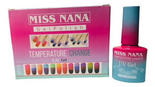 Esmalte Semipermanente Térmico Cambia Color 6 Pzs Miss Nana Color Gama D
