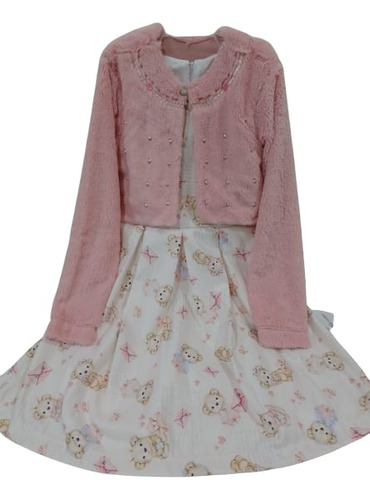 Vestido Estampado Bolero Pelo Menina Infantil Paraiso 13226