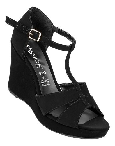 Sandalia Casual Mujer Negro Tipo Nobuk Stfashion 00303805