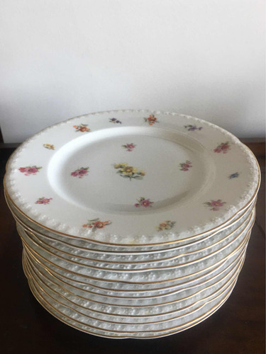 12 Platos Numerados Porcelana 1792 Schlaggenwald Checa