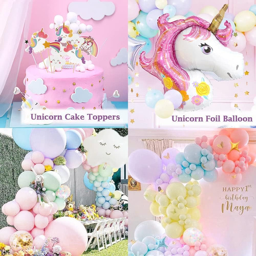Kit Globos Unicornio Arcoiris Decoración De Cumpleaños Niñas
