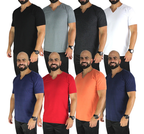 Kit 10 Camiseta Gola V Algodão Masculina Basica Luxo Atacado