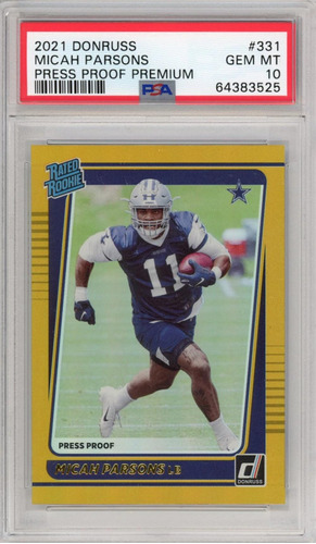 Calificado 2021 Panini Donruss Micah Parsons 331 Prueba De P