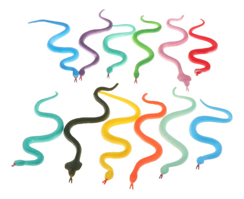 12pcs Juguete De Serpientes Realistas De Plástico Colorido