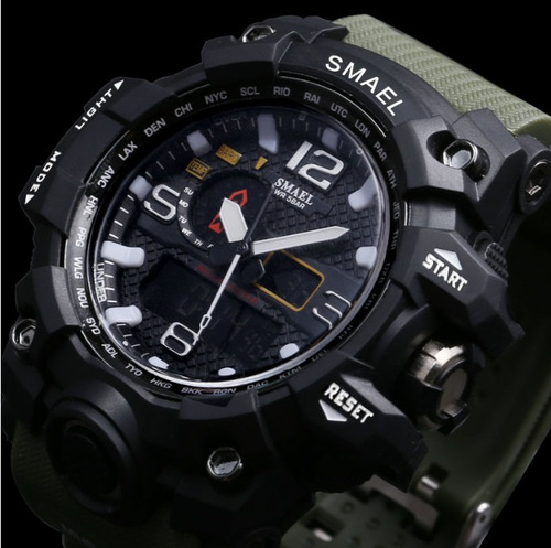 Reloj Militar Smael 1545 Verde S Shock Táctico Sumergible