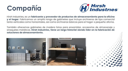 Archivero Metálico 3 Gavetas Carta Blanco Hirsh