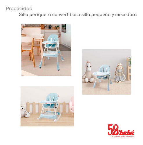 D Bebé Silla Eat And Rock Mecedora Con Llantas Azul Azul