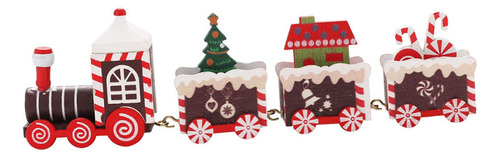 2 Juegos De Decoración De Tren De Madera De Navidad Para