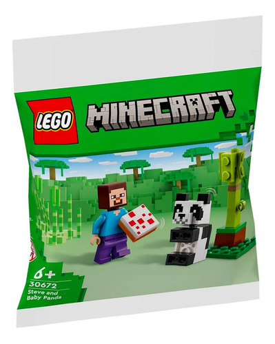 Lego Minecraft Steve And Baby Panda 30672 Polybag - 35pz Cantidad De Piezas 35