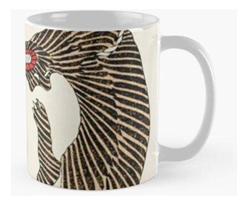 Taza Tigres Japoneses Por Taguchi Tomoki 1860-1869 Cartel Vi