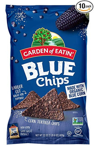 Jardín Del Comiendo Maíz Azul Chips De Tortilla, 22 Oz. (pac