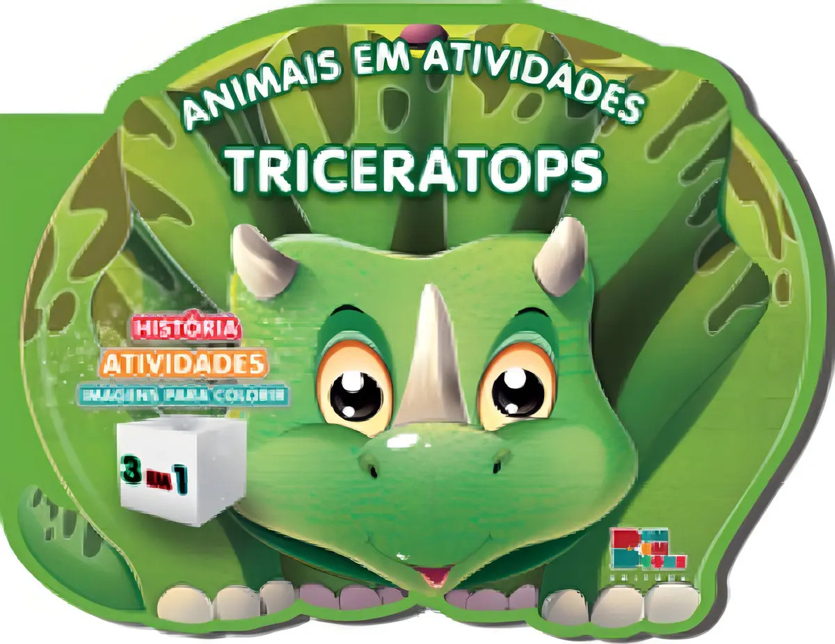 Livro Infantil Animais Em Atividade. Triceratops
