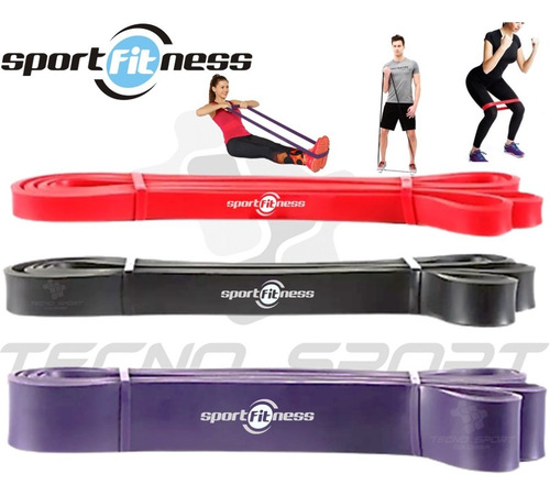 Imagen 2 de 10 de Kit 3 Pzs Banda Poder Elástica Sportfitness Tonificacion Gym