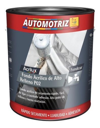 Fondo Acrílico De Alto Relleno P02 Vp Automotriz 1/4 Galón