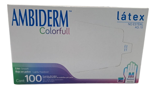Ambiderm Colorfull Guantes De Látex Liso 100 Pzas.