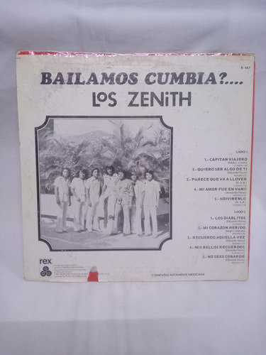 Lp Los Zenith Bailamos Cumbia? Discos Rex 1975 A 33 Rpm (Usado)