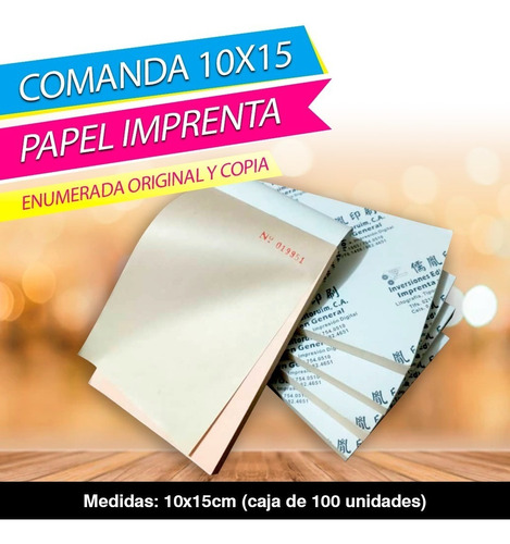 Comandas 10x15 P. Imprenta Enumeradas Con Copia (pack De 10)