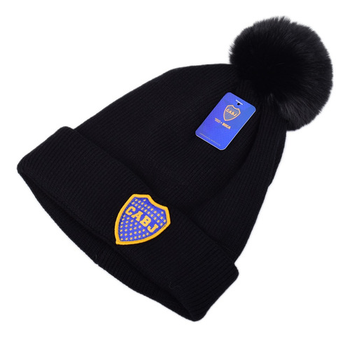 Gorro C/pompón Lana Acrilica Boca Juniors Lic Oficial