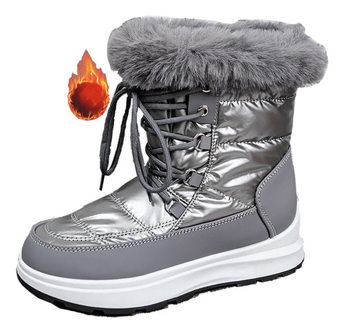 Botas De Nieve Impermeables Altas De Felpa Para Mujer