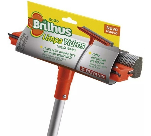 Imagen 3 de 6 de Limpia Vidrio Mop Brilhus C/mango Extensible 2en1 Lava- Seca