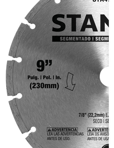 Disco De Diamante Segmentado 9 Plg Stanley Sta47902l