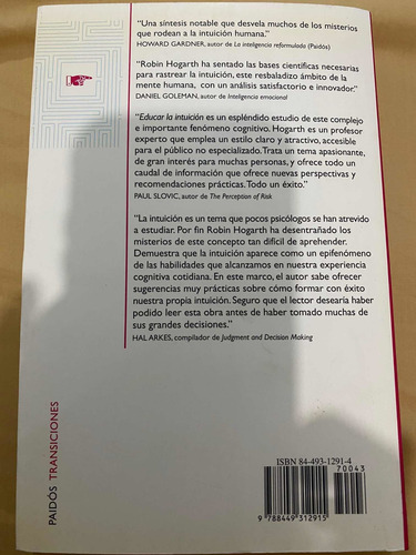 Libro Educar La Intuición El Desarrollo Del Sexto Sentido