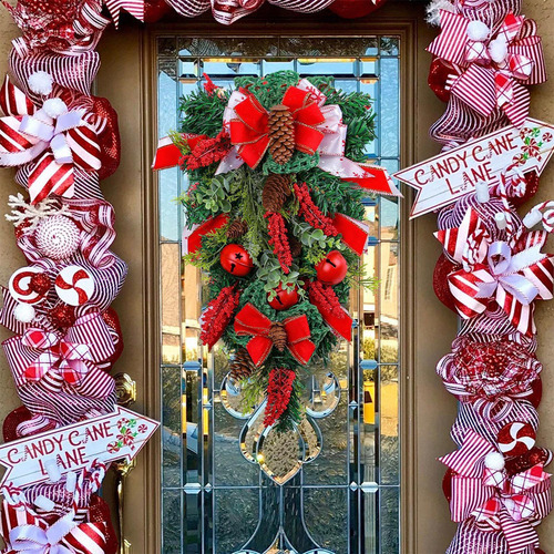 Coronas De Campanas Con Lazo Navideño Corona De Puerta Navid